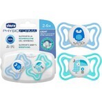 Chicco Succhietto Succhietto Physio Light in silicone 6-16m+, Blu 2 pezzi 1×2 pezzi, Succhietto (6-16m.+)