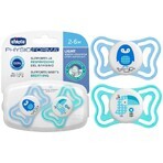 Chicco Succhietto Succhietto Physio Light in silicone 6-16m+, Blu 2 pezzi 1×2 pezzi, Succhietto (6-16m.+)