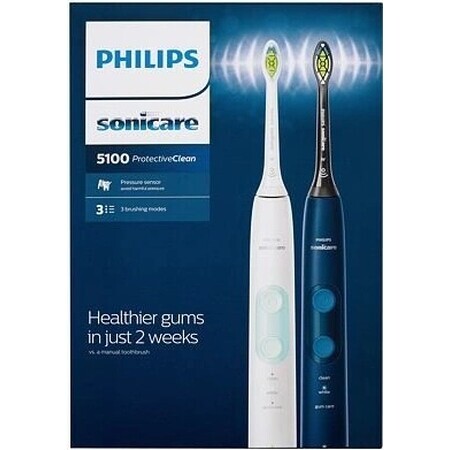 Philips Sonicare 5100 HX6851/34 1+1 1×1 set, sonische tandenborstel 2 stuks