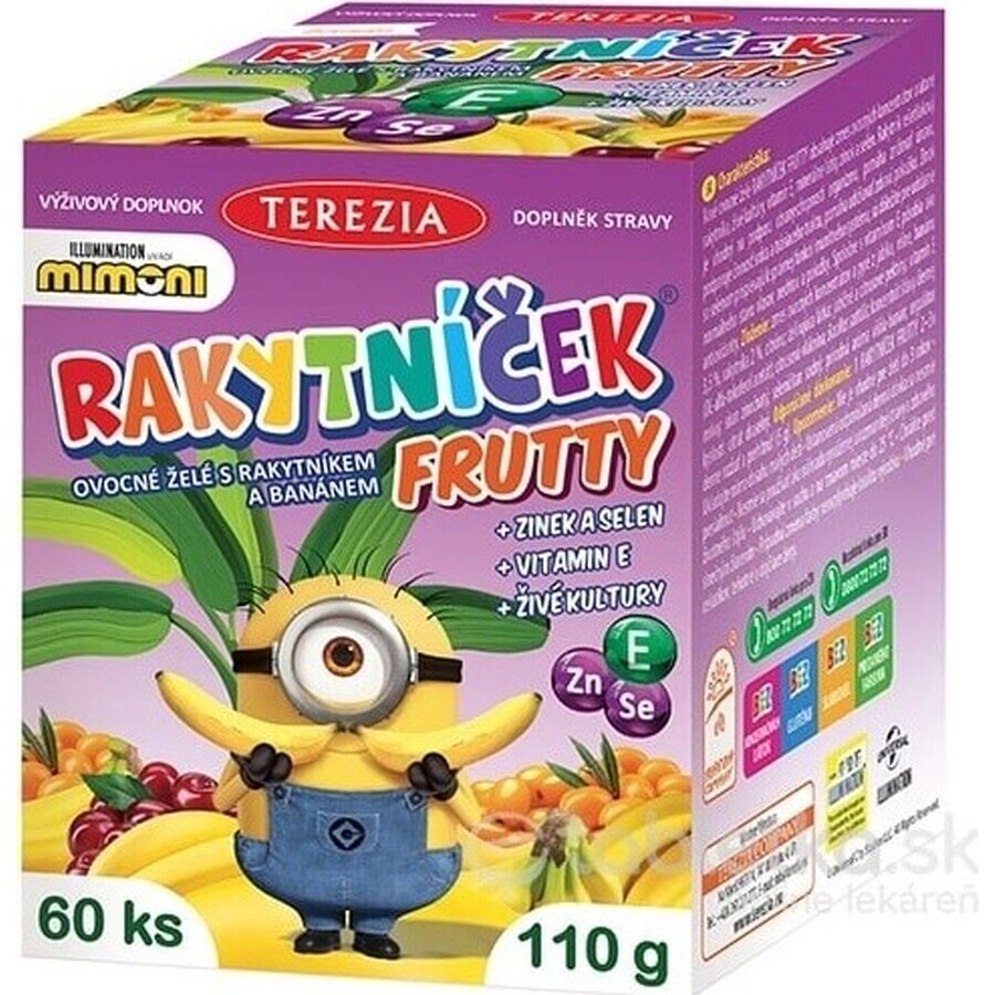 TEREZIA RAKYTNÍČEK FRUTTY vruchtengelei met duindoorn en bananen, MIMONI 1×60 stuks, voedingssupplement