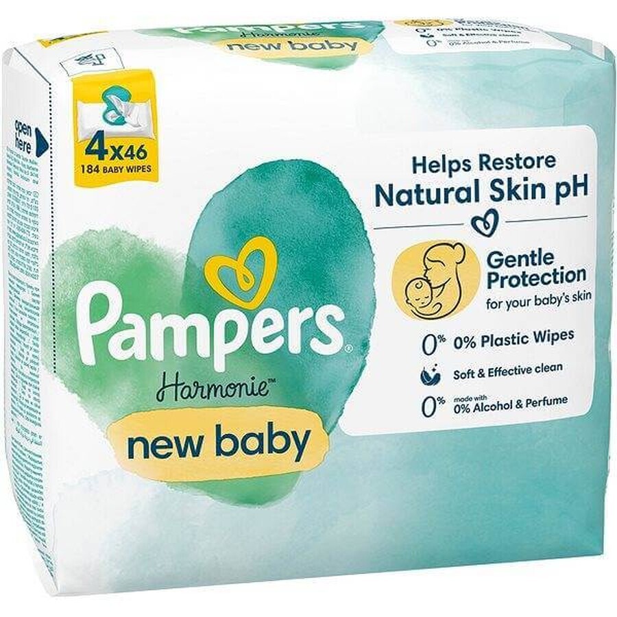 Toallitas Pampers 184pcs (4x46) Harmonie New baby 4×46 pcs, toallitas húmedas