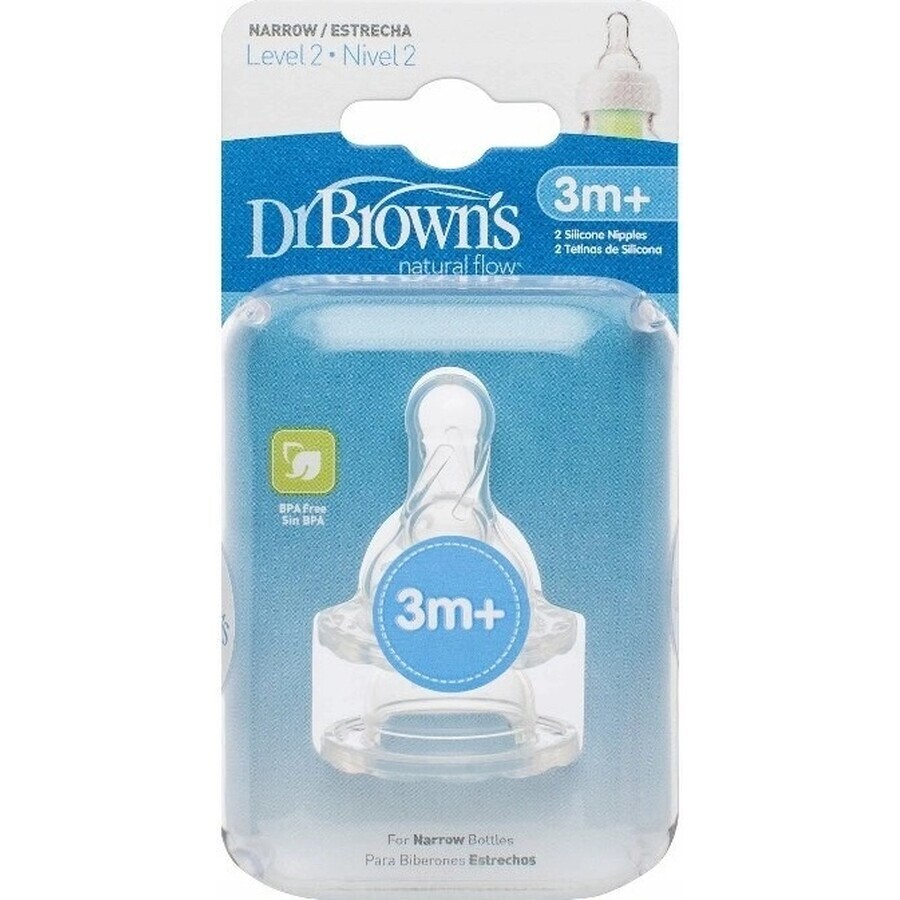 Dr.BROWN'S OPTIONS+ LEVEL 2 1×2, schmal, Silikon-Sauger 3m+