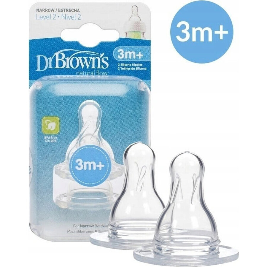 Dr.BROWN'S OPTIONS+ LEVEL 2 1×2, schmal, Silikon-Sauger 3m+