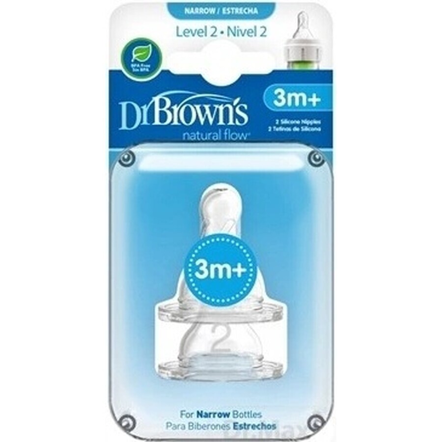 Dr.BROWN'S OPTIONS+ LEVEL 2 1×2, schmal, Silikon-Sauger 3m+