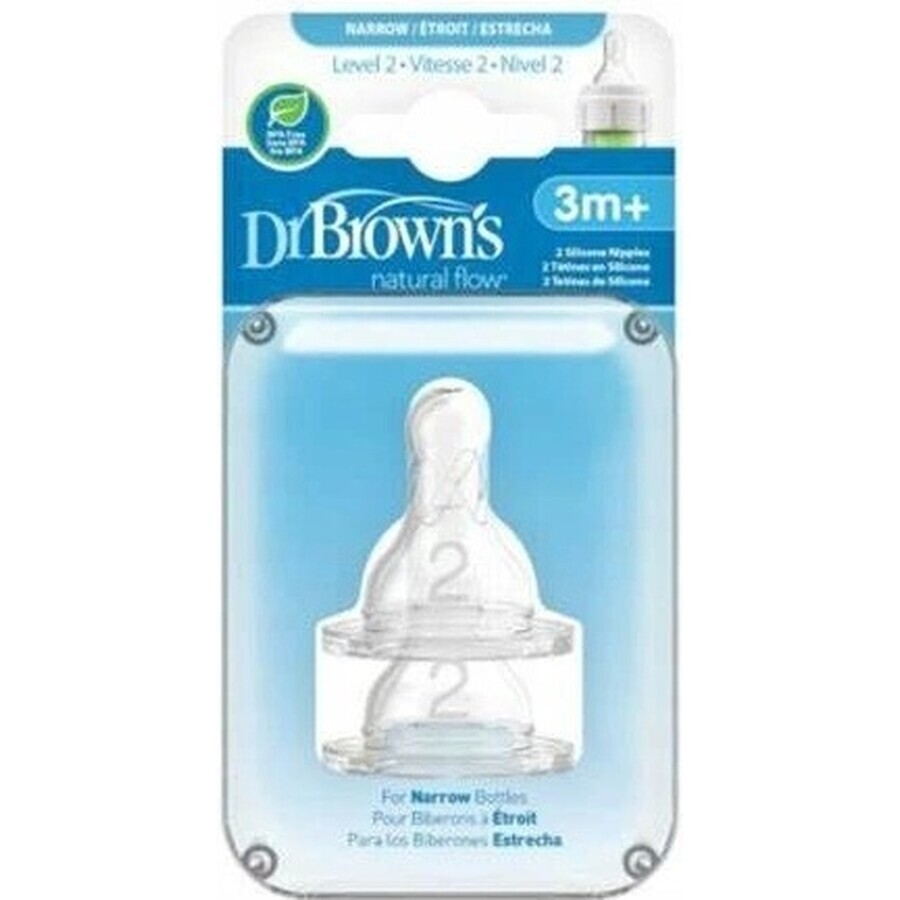 Dr.BROWN'S OPTIONS+ LEVEL 2 1×2, schmal, Silikon-Sauger 3m+