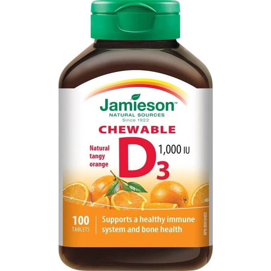 JAMIESON VITAMIN D3 1000 UI ORANGE 1×100 tbl, VITAMIN D3, portocaliu