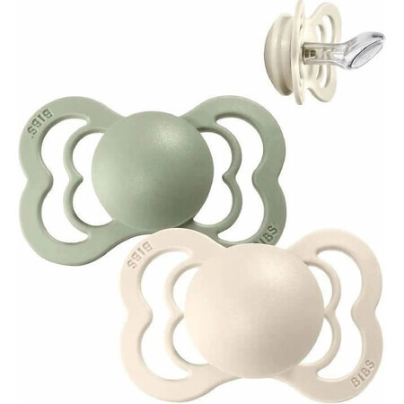 BIBS Couture silicone orthodontic pacifiers ivory/saline 1×2pcs - size 1