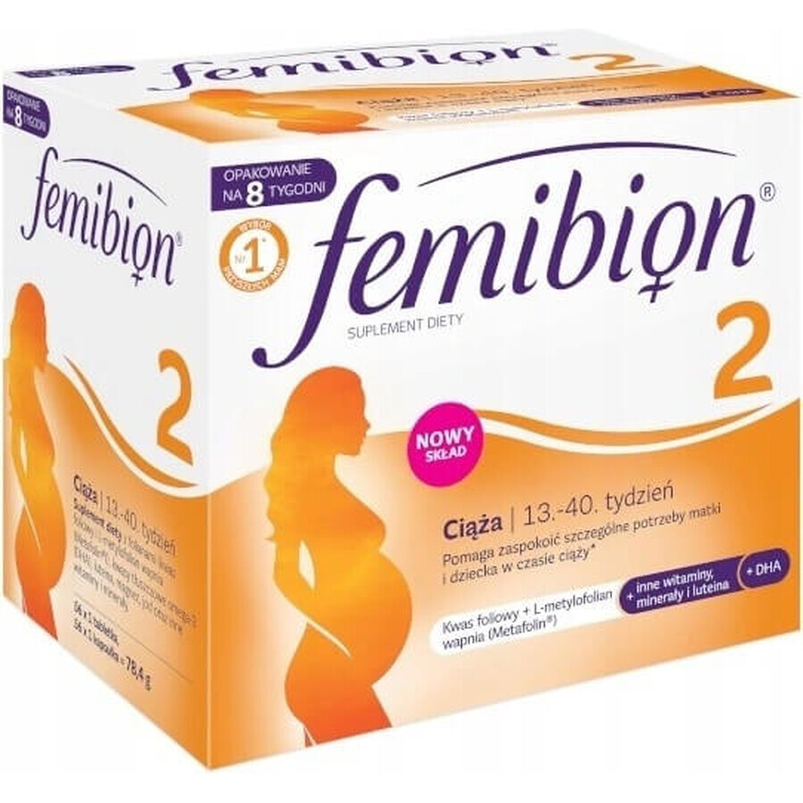 Femibion® 2 Gravidanza, 56 tbl + 56 cps 1×56 tbl + 56 cps, integratore alimentare