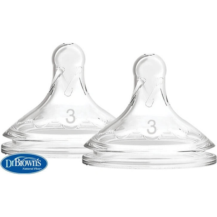 OPZIONI DEL Dr.BROWN+ LIVELLO 3 1×2, collo largo, silicone, 6M+