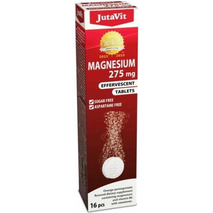 JutaVit Magnesio 275 mg + vitamina B6 compresse effervescenti al gusto di arancia e melograno 1x16 pz.