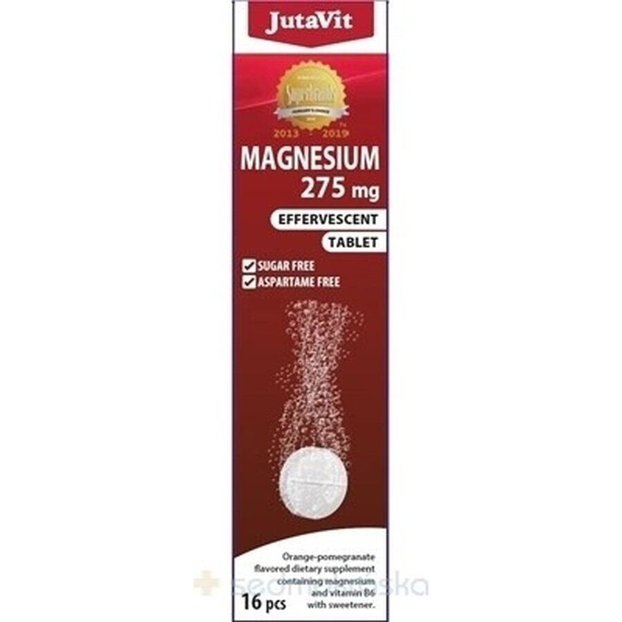 JutaVit Magnesio 275 mg + vitamina B6 compresse effervescenti al gusto di arancia e melograno 1x16 pz.