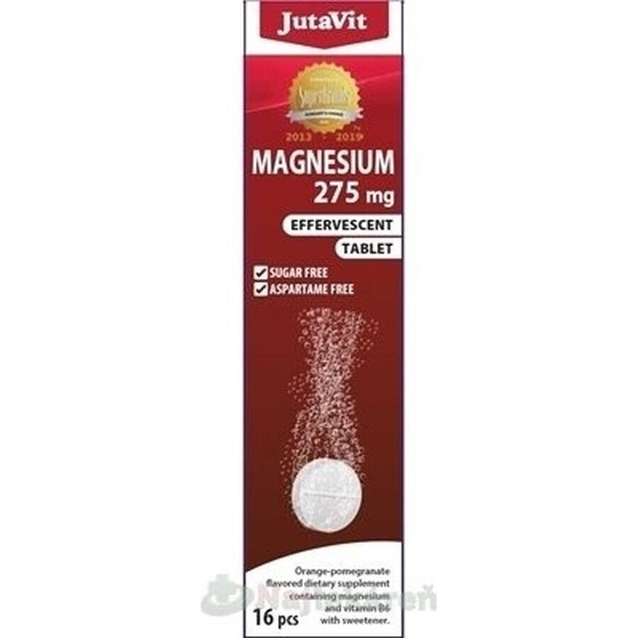 JutaVit Magnesio 275 mg + vitamina B6 compresse effervescenti al gusto di arancia e melograno 1x16 pz.