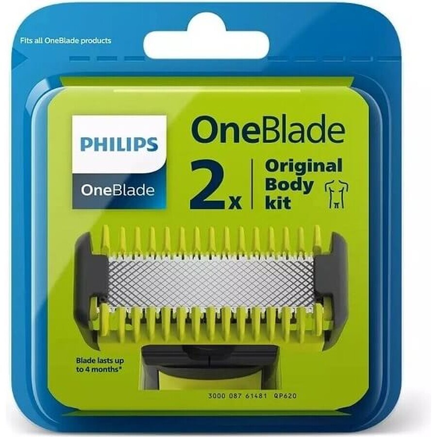 Philips OneBlade QP624/50 360 lame di ricambio per viso e corpo + pettine per il corpo e accessorio intimo 1×1 pz, lame di ricambio