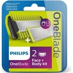 Philips OneBlade QP624/50 360 lame di ricambio per viso e corpo + pettine per il corpo e accessorio intimo 1×1 pz, lame di ricambio