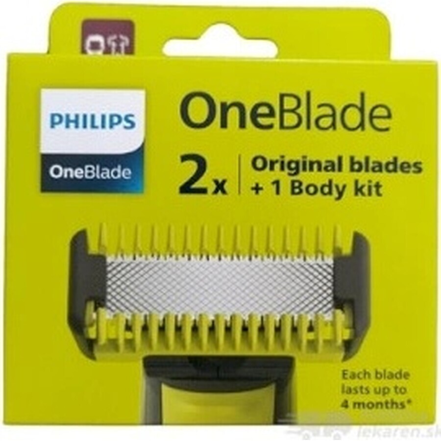 Philips OneBlade QP624/50 360 lame di ricambio per viso e corpo + pettine per il corpo e accessorio intimo 1×1 pz, lame di ricambio