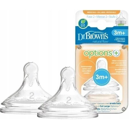 OPZIONI DEL Dr. BROWN+ LIVELLO 2 1×2, collo largo, silicone, 3M+