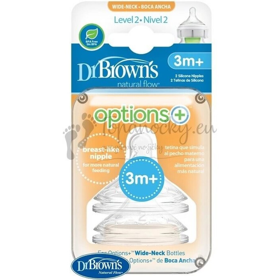 OPZIONI DEL Dr. BROWN+ LIVELLO 2 1×2, collo largo, silicone, 3M+