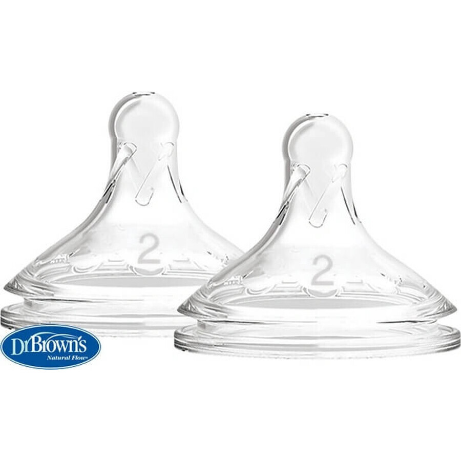 OPZIONI DEL Dr. BROWN+ LIVELLO 2 1×2, collo largo, silicone, 3M+