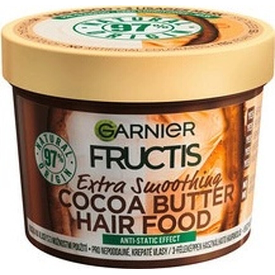 Garnier Fructis Fructis Hair Food Maschera lisciante al burro di cacao per capelli ribelli e crespi, 400 ml 1×400 ml, maschera per capelli