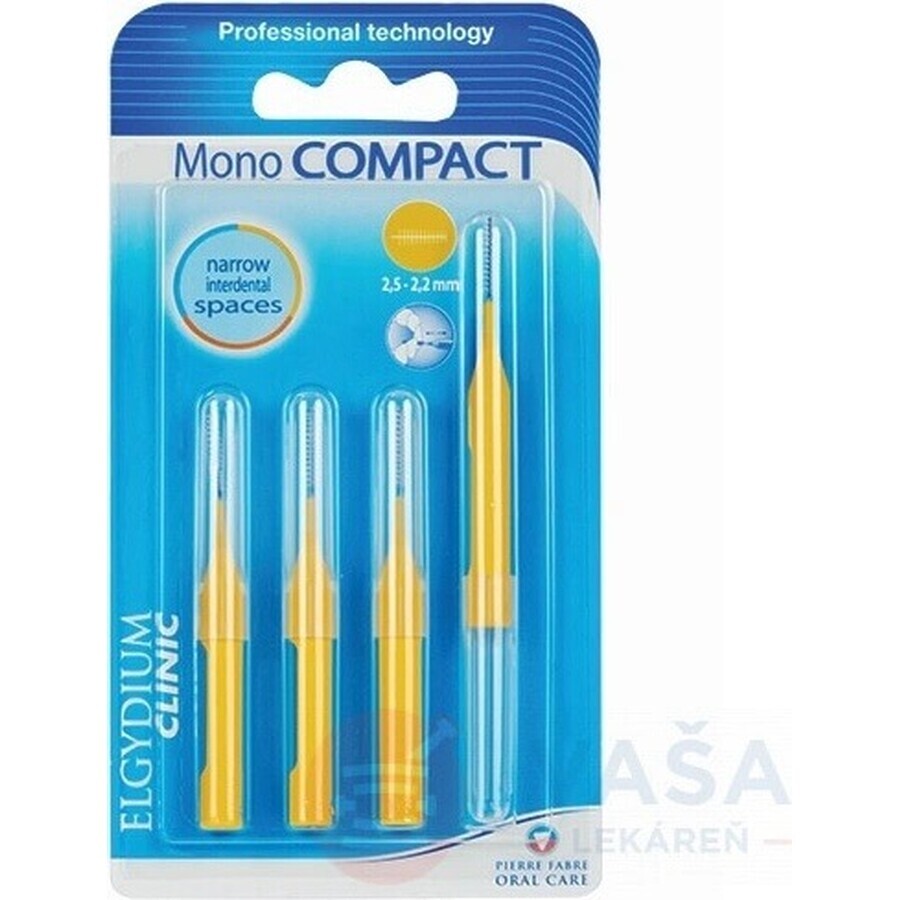 ELGYDIUM CLINIC Mono COMPACT 2,5-2,2 mm interdental brushes (yellow) 1x4 pcs