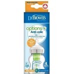 BOTTIGLIA PER BAMBINI Dr.BROWN'S OPTIONS+ 150 ml 1×1 pz, con collo largo, 0M+, anticolica, vetro, bianco