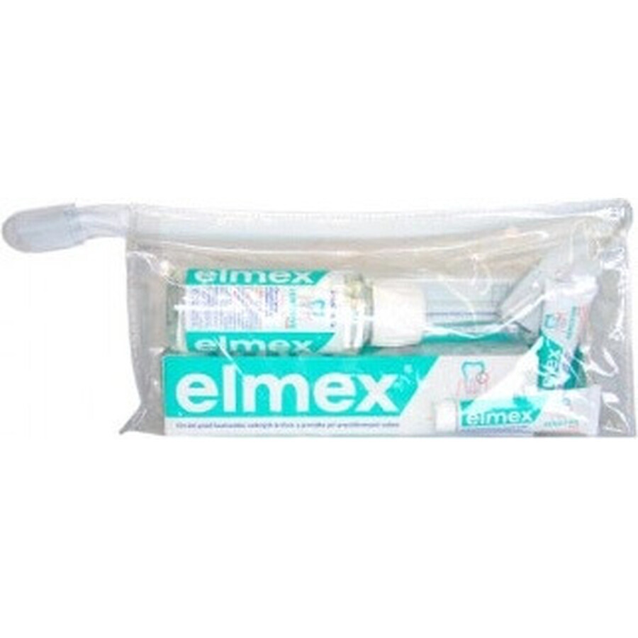 Elmex Sensitive set in borsa da viaggio 1×1 set, dentifricio 75 ml + dentifricio 20 ml + spazzolino da denti