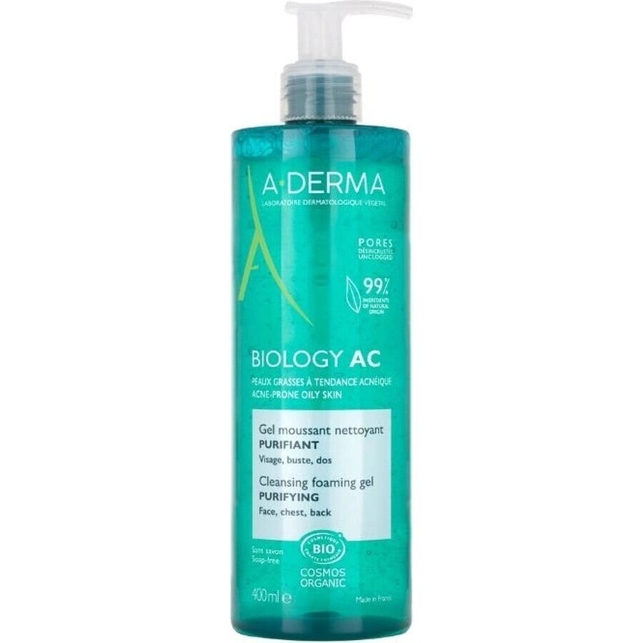 A-DERMA BIOLOGY AC Schuimende Reinigingsgel voor acnegevoelige huid 1×400 ml gel, reinigingsgel voor acnegevoelige huid