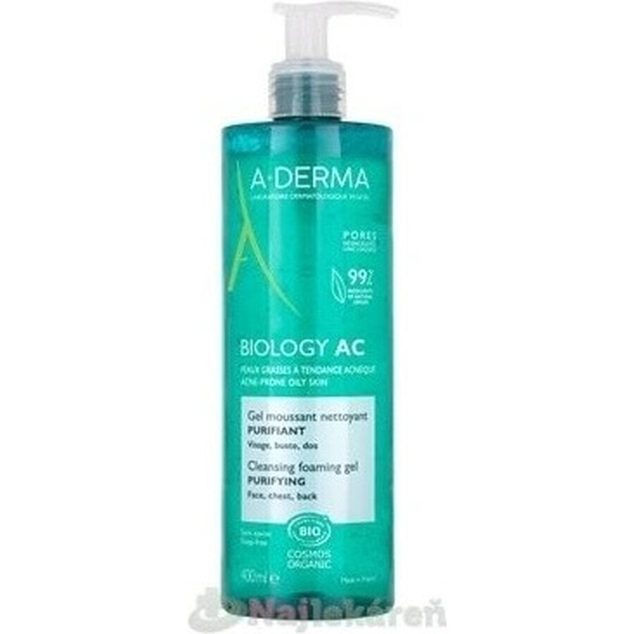 A-DERMA BIOLOGY AC Schuimende Reinigingsgel voor acnegevoelige huid 1×400 ml gel, reinigingsgel voor acnegevoelige huid