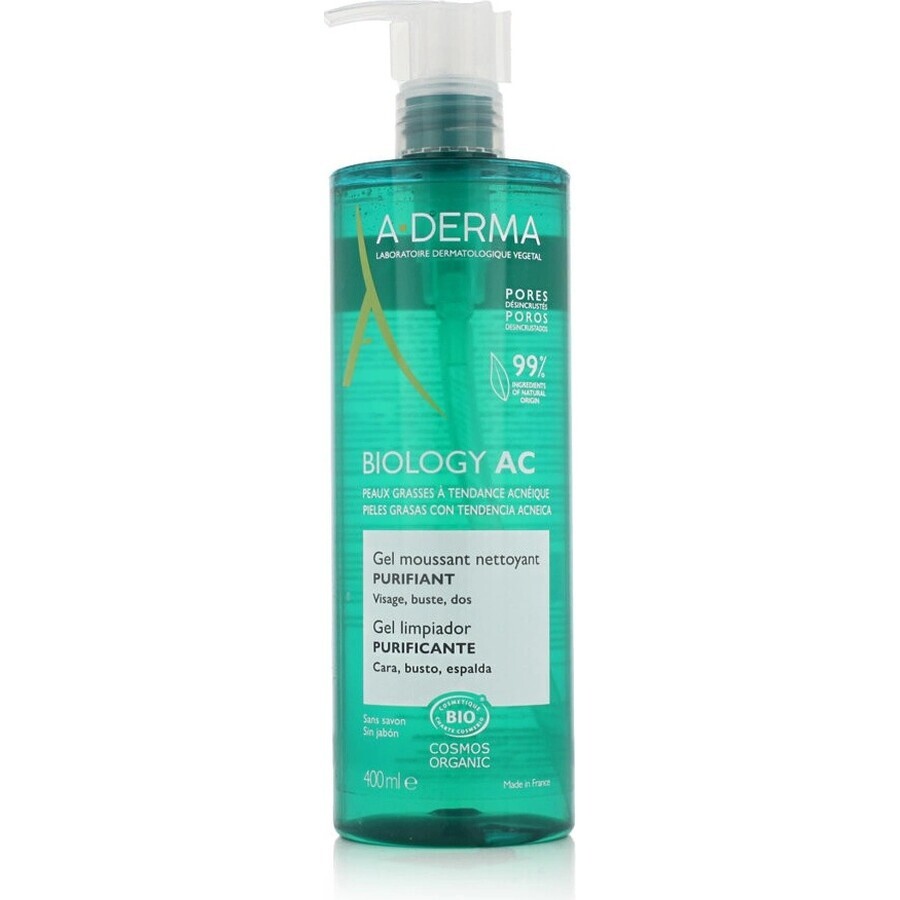 A-DERMA BIOLOGY AC Schuimende Reinigingsgel voor acnegevoelige huid 1×400 ml gel, reinigingsgel voor acnegevoelige huid