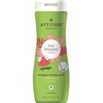 ATTITUDE Baby Körperseife und Shampoo (2 in 1) Kleine Blätter mit Melonen- und Kokosnussgeschmack 1×473 ml, Körperseife und Shampoo für Kinder