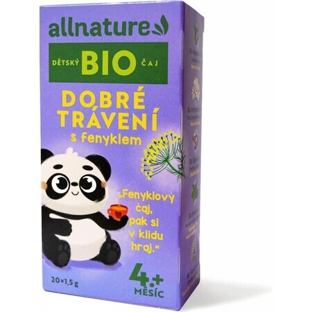 Allnature Tè biologico per bambini Buona digestione con finocchio 20×1,5 g, tè per bambini