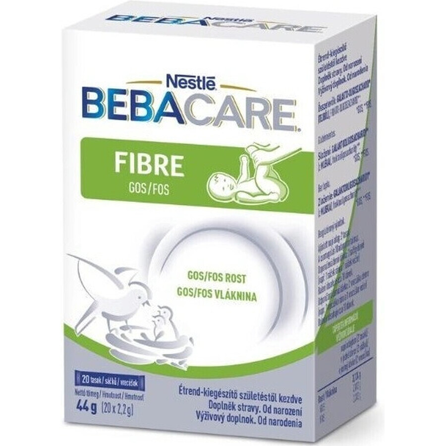 BEBACARE FIBRE Fibră GOS/FOS; pliculețe (de la naștere) 20×2,2 g, supliment alimentar pentru susținerea digestiei pentru copii