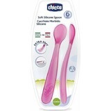 CHICCO Cucchiaio in silicone 2 pz rosa 6m+ 1×1 pz, 2 pz rosa 6m+ 1×1 pz, delicato per le gengive del bambino