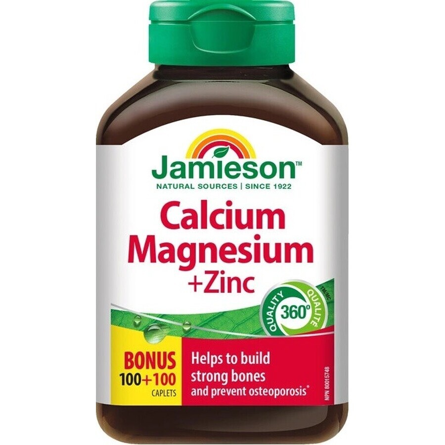 JAMIESON CALCIUM, MAGNESIUM WITH ZINC 1×200 tbl, Calcium + Magnesium + Zink