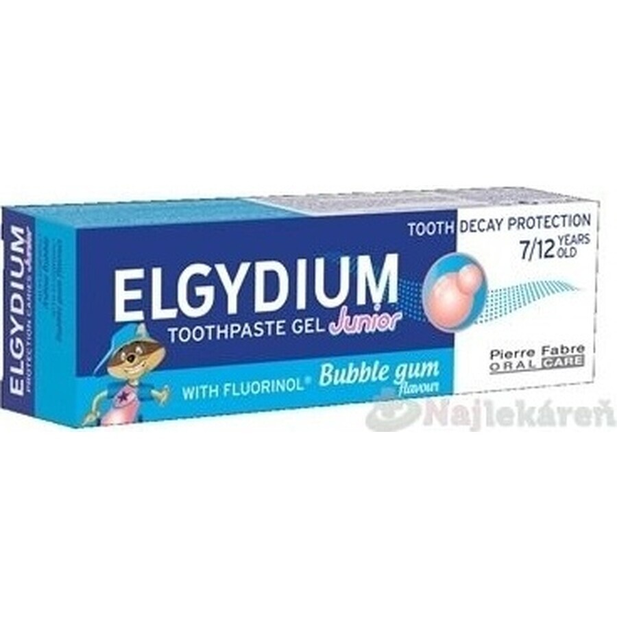 ELGYDIUM JUNIOR fluorinol gel toothpaste for children (7-12 years) with chewing gum flavor 1x50 ml