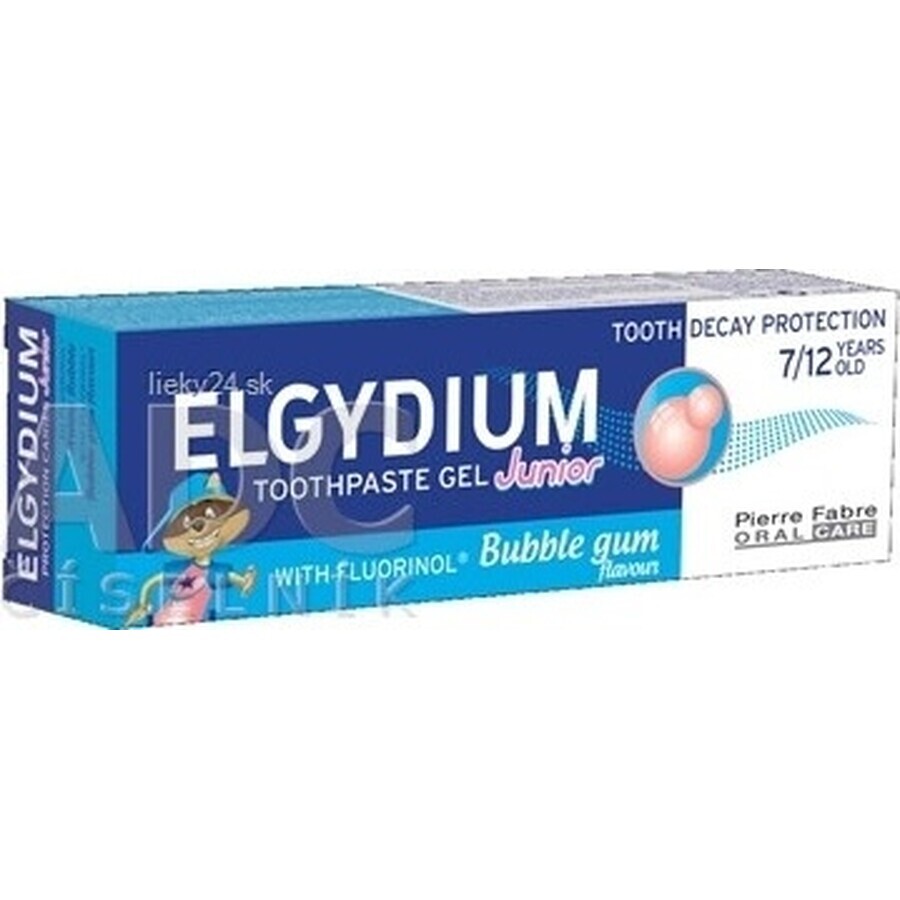 ELGYDIUM JUNIOR fluorinol gel toothpaste for children (7-12 years) with chewing gum flavor 1x50 ml