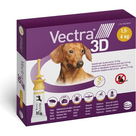 Vectra 3D spot-on para perros XS (1,5-4 kg) 1×3 unidades, spot-on contra parásitos