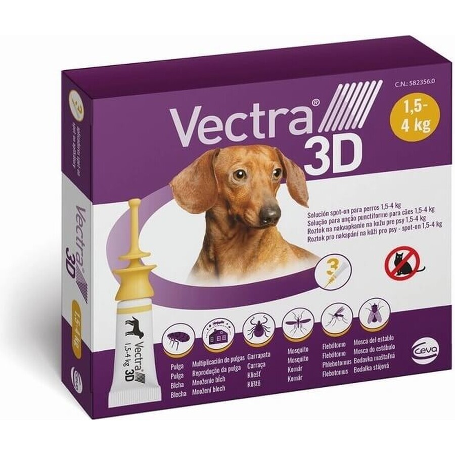 Vectra 3D spot-on para perros XS (1,5-4 kg) 1×3 unidades, spot-on contra parásitos