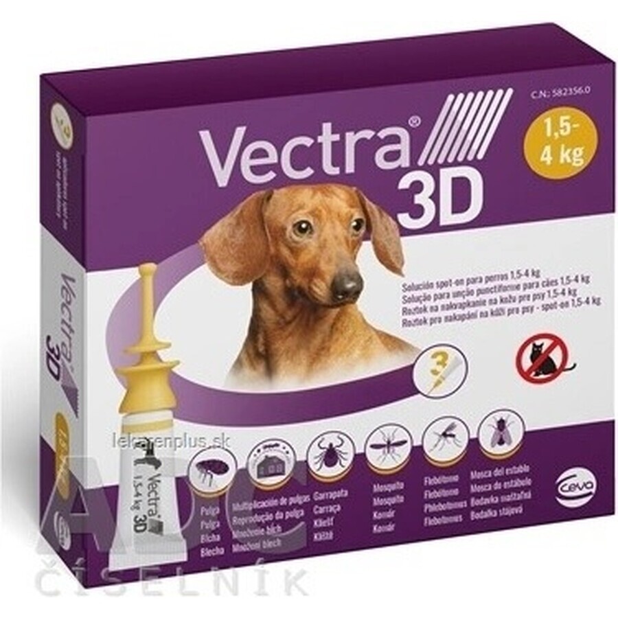 Vectra 3D spot-on para perros XS (1,5-4 kg) 1×3 unidades, spot-on contra parásitos