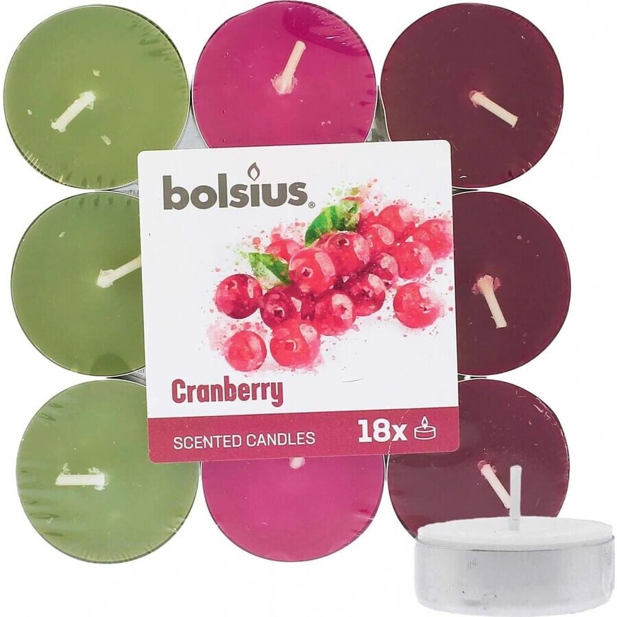 Bolsius Tea 18pz Mirtillo rosso trifolato, candele profumate 1×18 pz, candela profumata