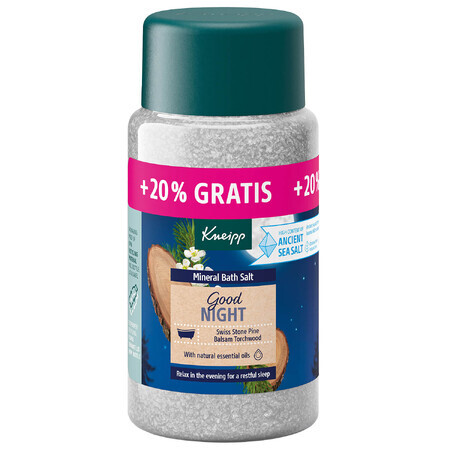 Kneipp Good Night Pino svizzero e Amyris, cristalli di sale minerale da bagno, 600 g