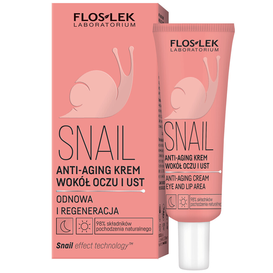 Floslek Laboratorium Snail, crema antietà per occhi e labbra, 30 ml