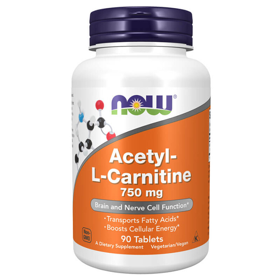 Now Foods Acetyl L-Carnitine, Acetyl-L-Carnitine 750 mg, 90 vegetarian tablets