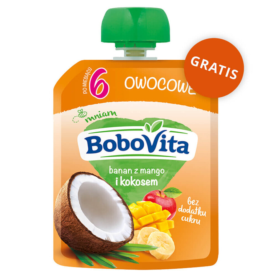 BoboVita Porridge manna set, 3 frutti, senza latte, dopo 6 mesi, 3 x 180 g + mousse in tubo, banana con mango e cocco, 2 x 80 g gratis