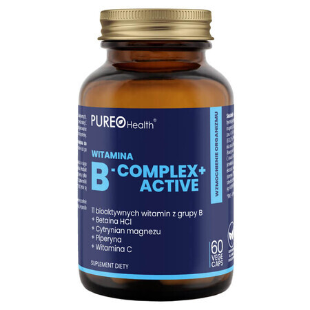 Pureo Health Vitamin B-Complex + Active, 60 capsules