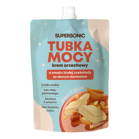 Tubo di potenza Supersonic, crema di arachidi, gusto caramello e cioccolato bianco, 50 g