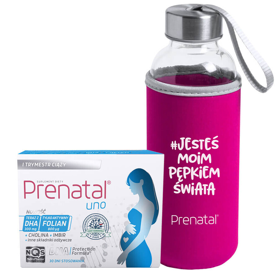 Set Prenatal Uno 30 capsule + DHA, 30 capsule + flacone-bottiglia, 1 pezzo in omaggio