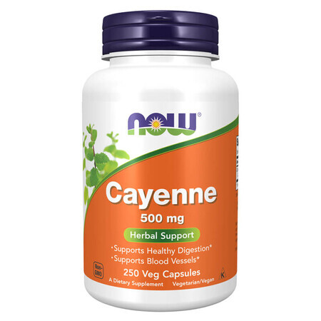 Now Foods Cayenne 500 mg, pepe di Caienna, 250 capsule vegane