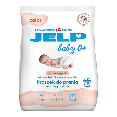 Jelp 0+, detersivo ipoallergenico, colore, 1,35 kg