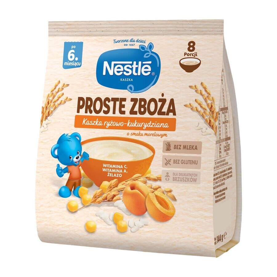 Nestle Simple Cereals Porridge di riso e mais, albicocche, senza latte, dopo 6 mesi, 144 g